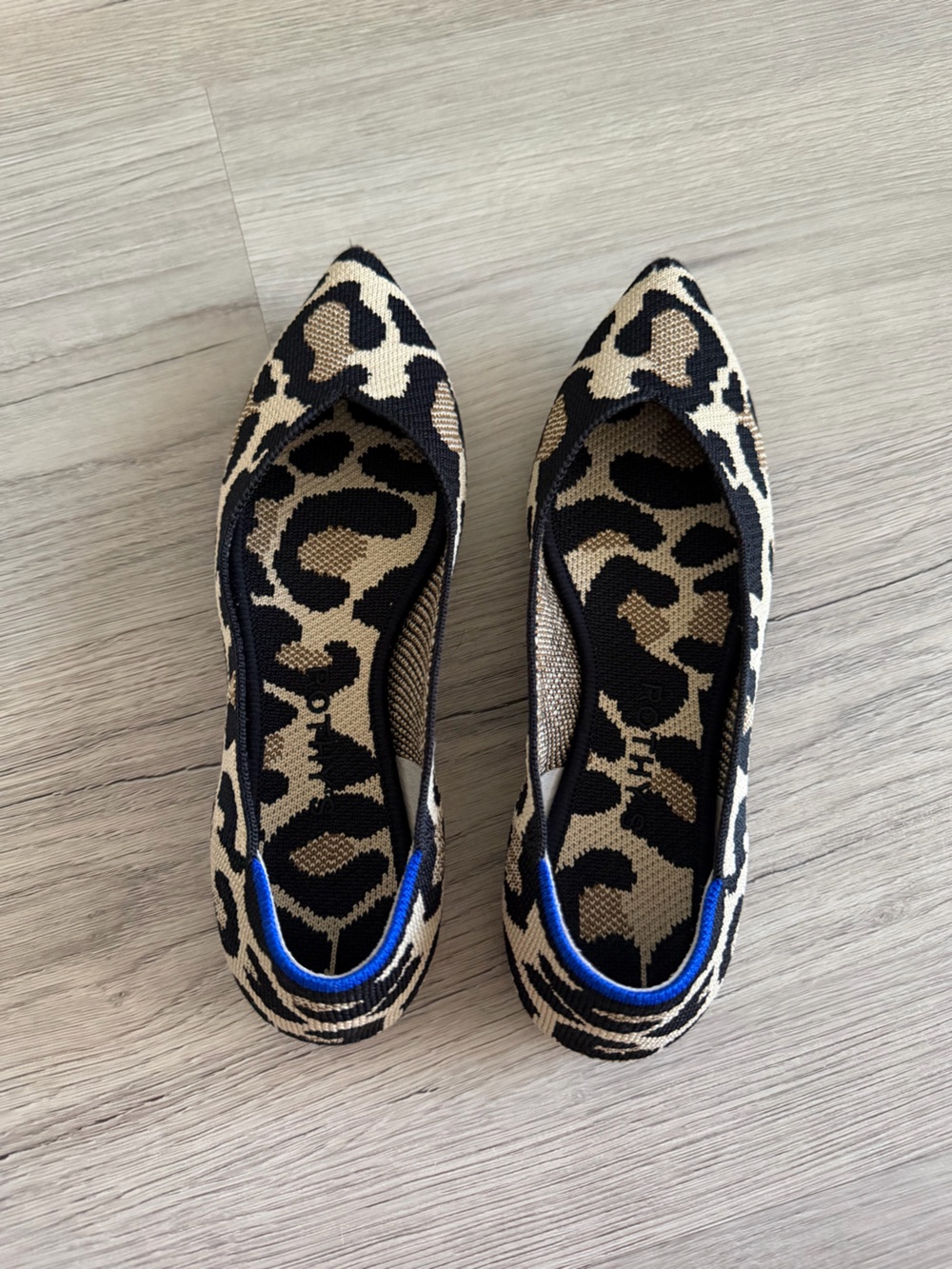 Rothy's Leopard Knit Pointed Toe Flats
